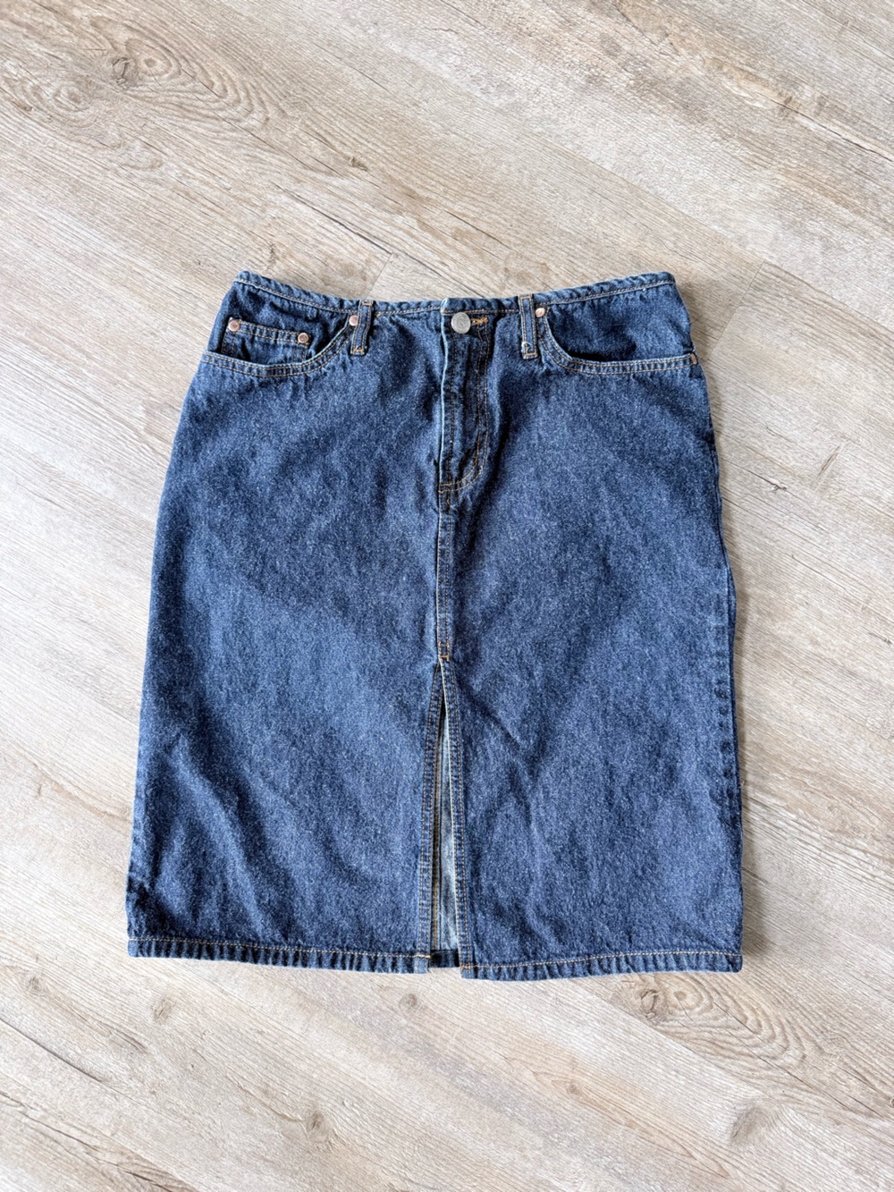 Vintage Paris Blues Denim Midi Skirt